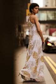 Metallic Palm Racer Back Dress