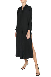 Silk Croco Jacquard Maxi Button Down Shirt Dress