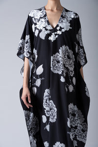 Oriental Flower Printed Embroidered Boubou Caftan