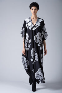 Oriental Flower Printed Embroidered Boubou Caftan