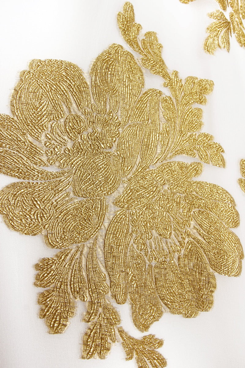 Silk Metallic Flower Skirt