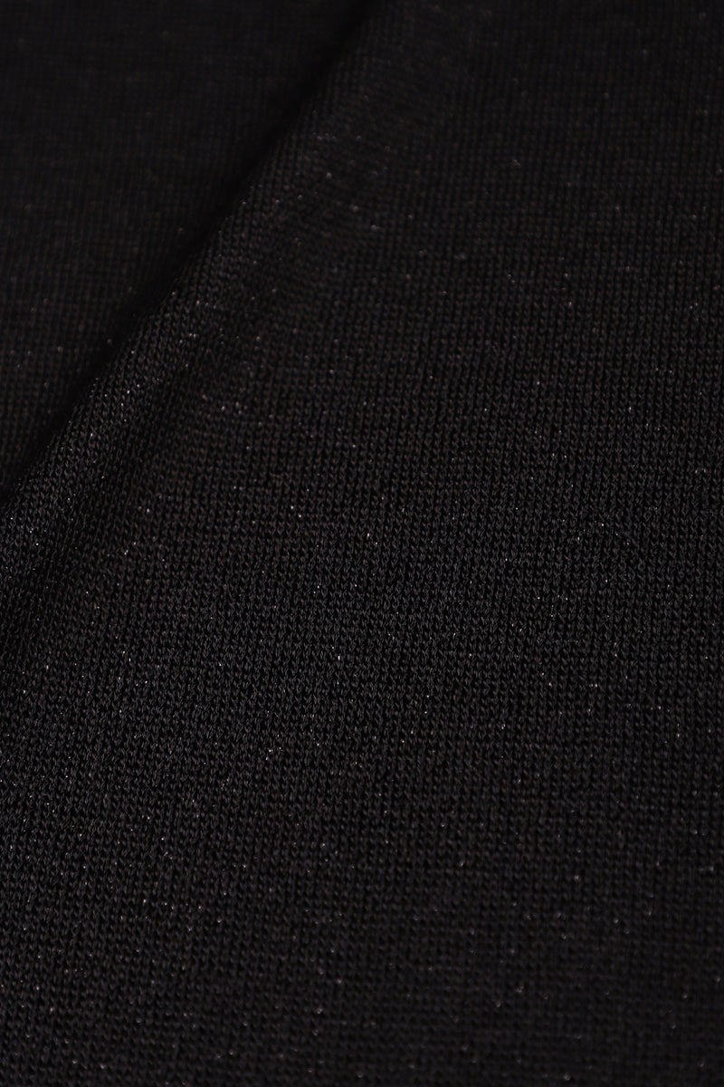 Metallic Fine Knit V Neck Sweater