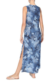 Sleeveless Palm Dress With Tassels
