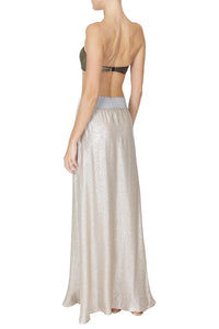 Metallic Silk Blend A Line Skirt