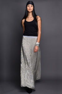 Metallic Lamé Sweep Skirt