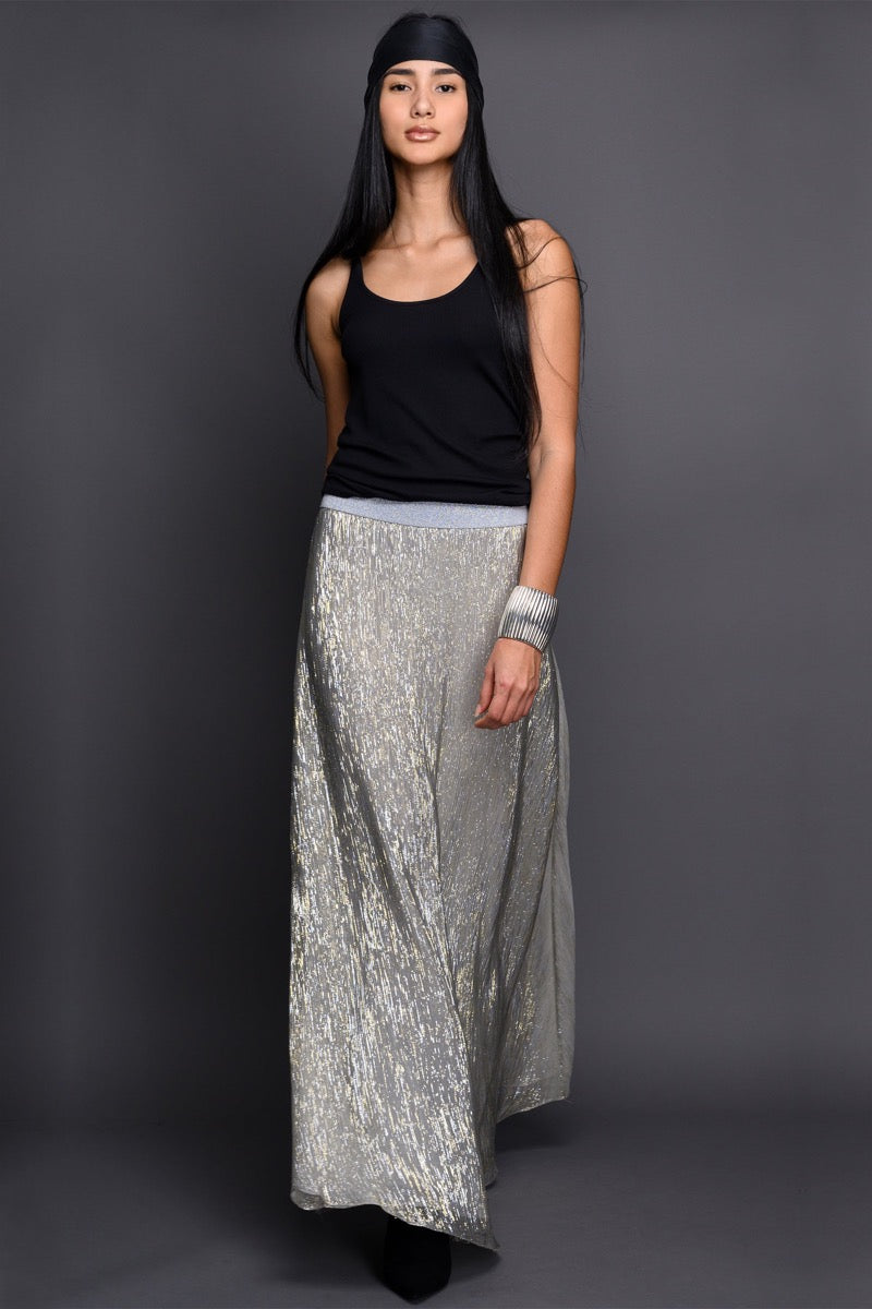 Metallic Lamé Sweep Skirt