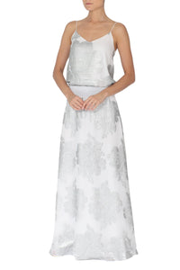 Silk Metallic Flower Skirt