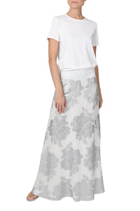 Silk Metallic Flower Skirt