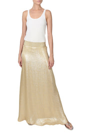 Metallic Silk Blend A Line Skirt