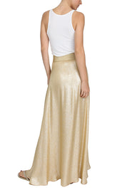 Metallic Silk Blend A Line Skirt