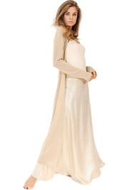 Metallic Silk Blend A Line Skirt
