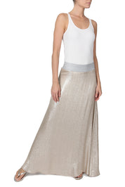 Metallic Silk Blend A Line Skirt