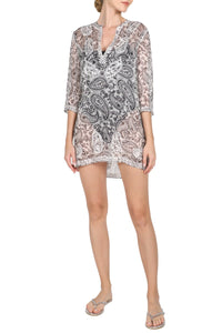 Embroidered Silk Short Tunic