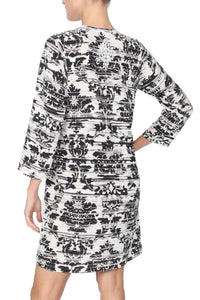 Embroidered Silk Crepe de Chine Printed Dress