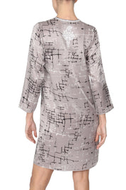 Embroidered Silk Satin Printed Dress