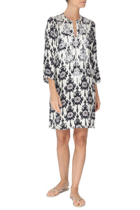 Embroidered Silk Satin Printed Dress
