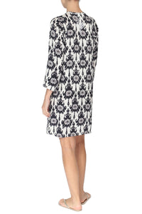 Embroidered Silk Satin Printed Dress