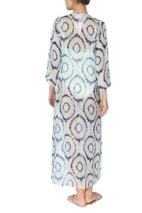 Embroidered Long Silk Chiffon Caftan