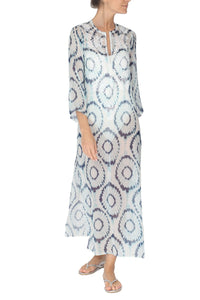 Embroidered Long Silk Chiffon Caftan