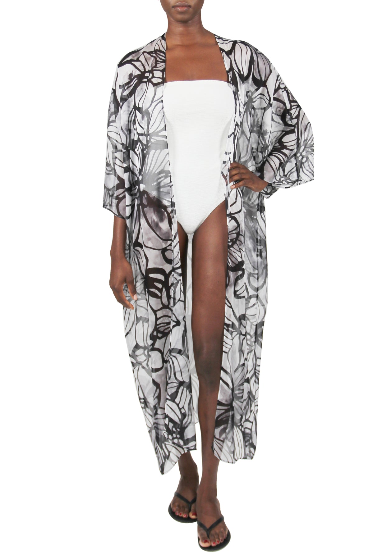 Printed Silk Chiffon Babani Cover Up