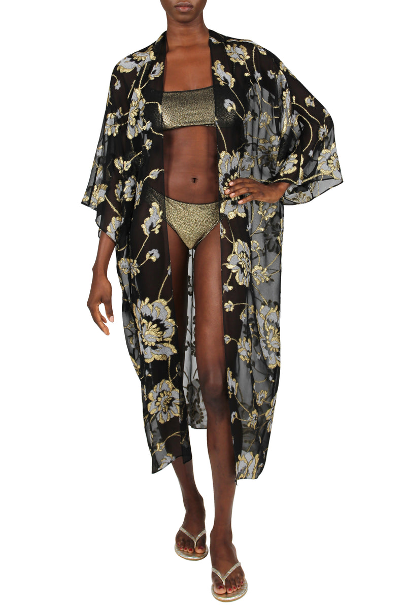 Metallic Floral Cover Up