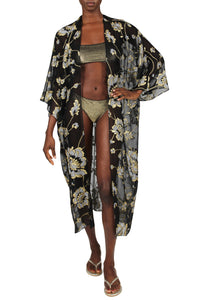 Metallic Floral Cover Up