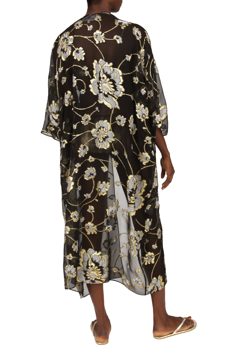 Metallic Floral Cover Up