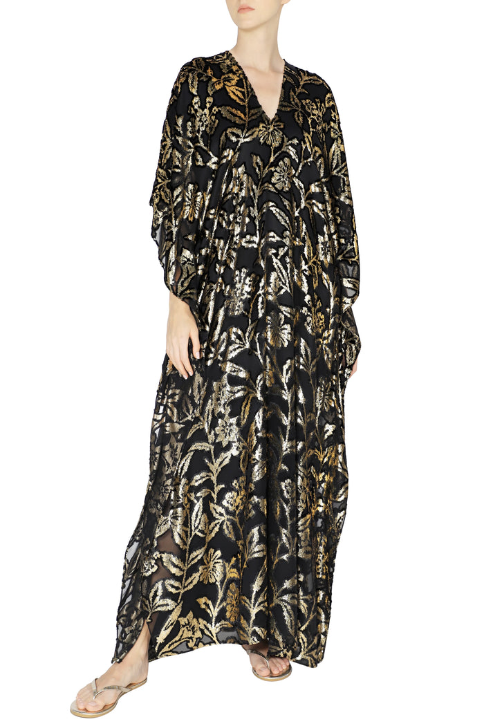 Metallic Long Flower Devore Boubou Caftan