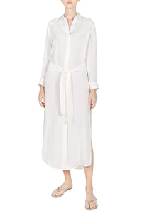 Silk Croco Jacquard Button Shirt Down Dress