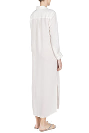 Silk Croco Jacquard Button Shirt Down Dress