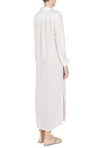 Silk Croco Jacquard Button Shirt Down Dress