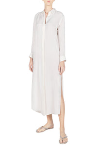 Silk Croco Jacquard Button Shirt Down Dress