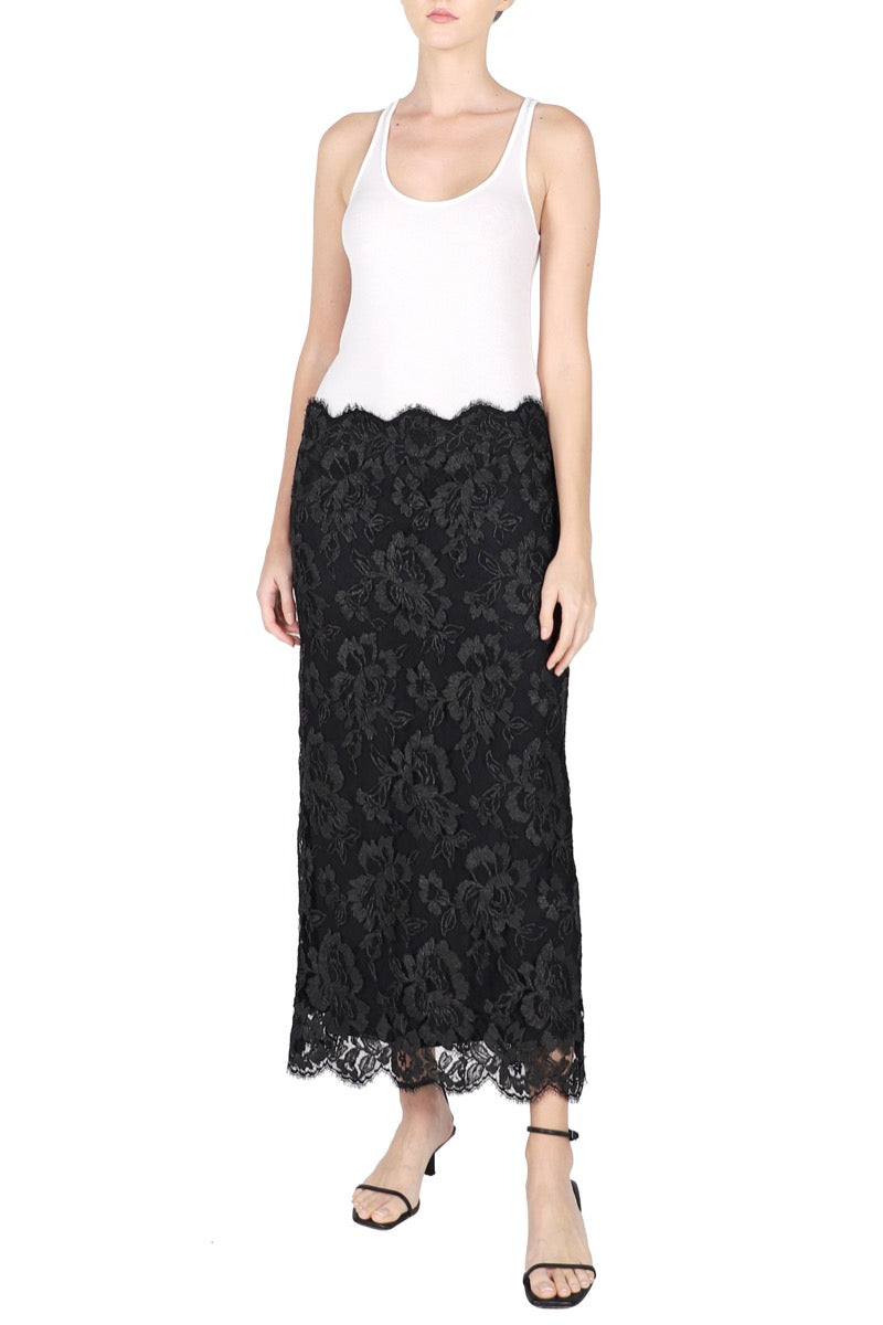 Floral Embroidered Lace Skirt