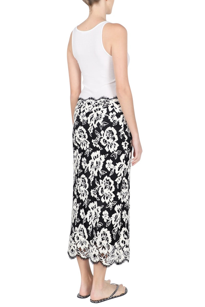 Floral Embroidered Lace Skirt
