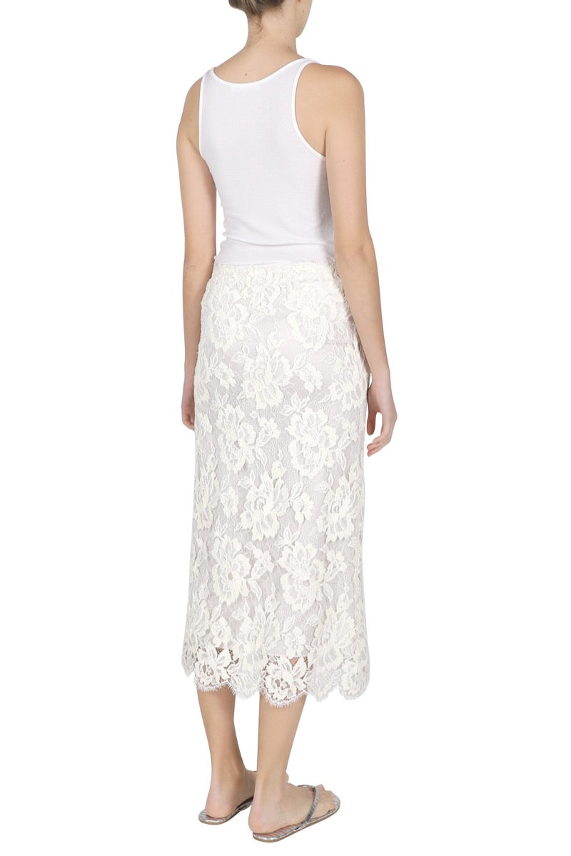 Floral Embroidered Lace Skirt