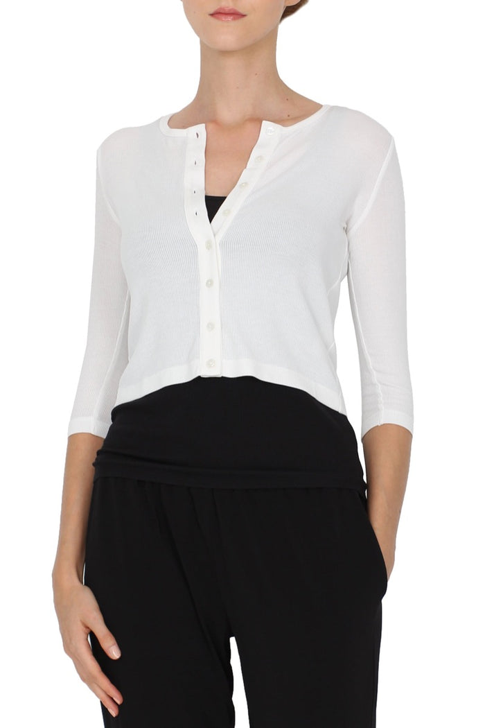Button Up Silk Blend Short Cardigan