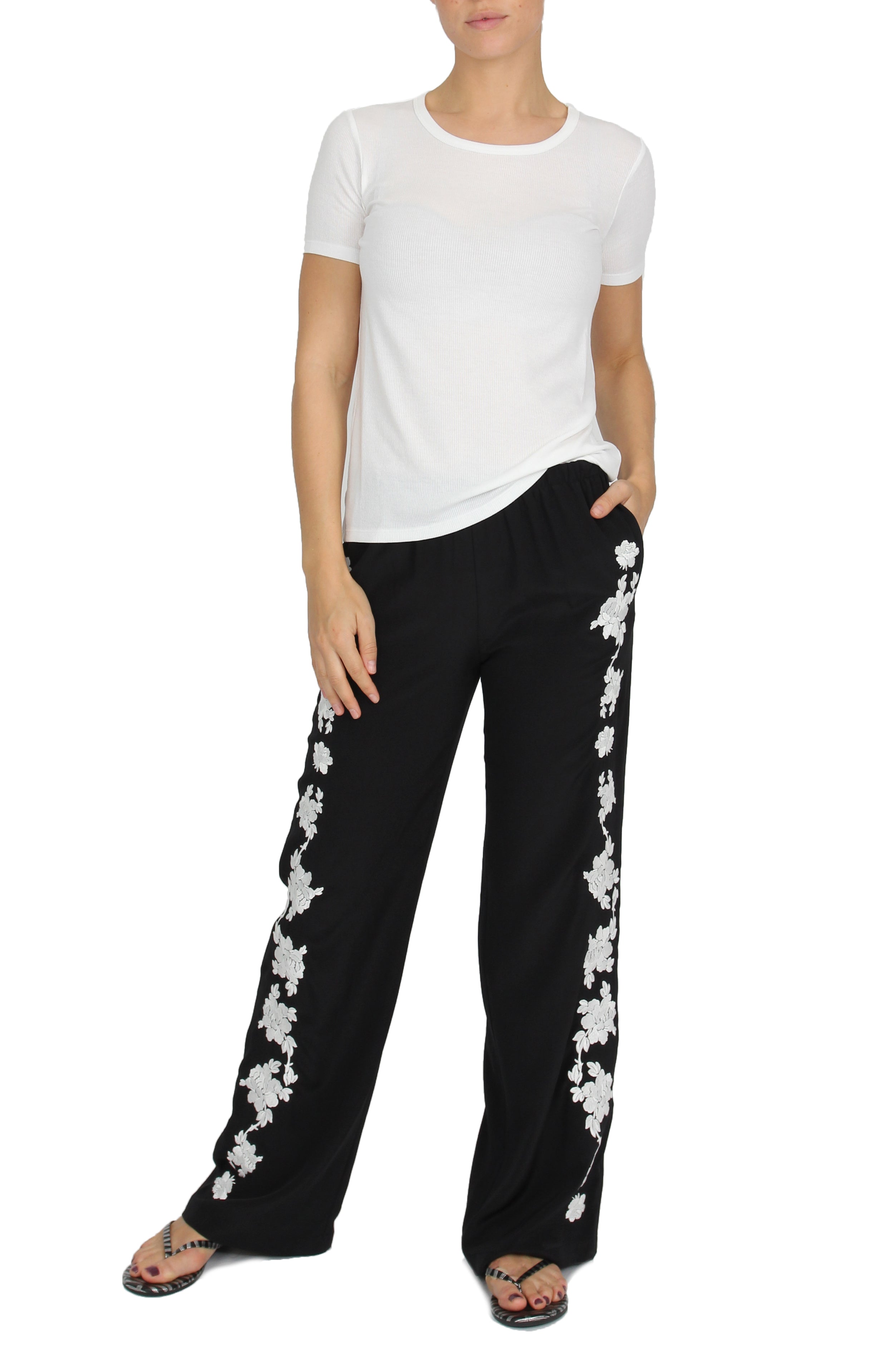 Rose Embroidered Pyjama Pants