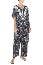 Midi Silk Satin Flower Embroidered Boubou Caftan