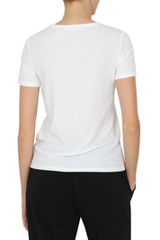 Ribbed Silk Blend Crew Neck T-Shirt
