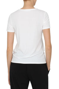 Ribbed Silk Blend Crew Neck T-Shirt