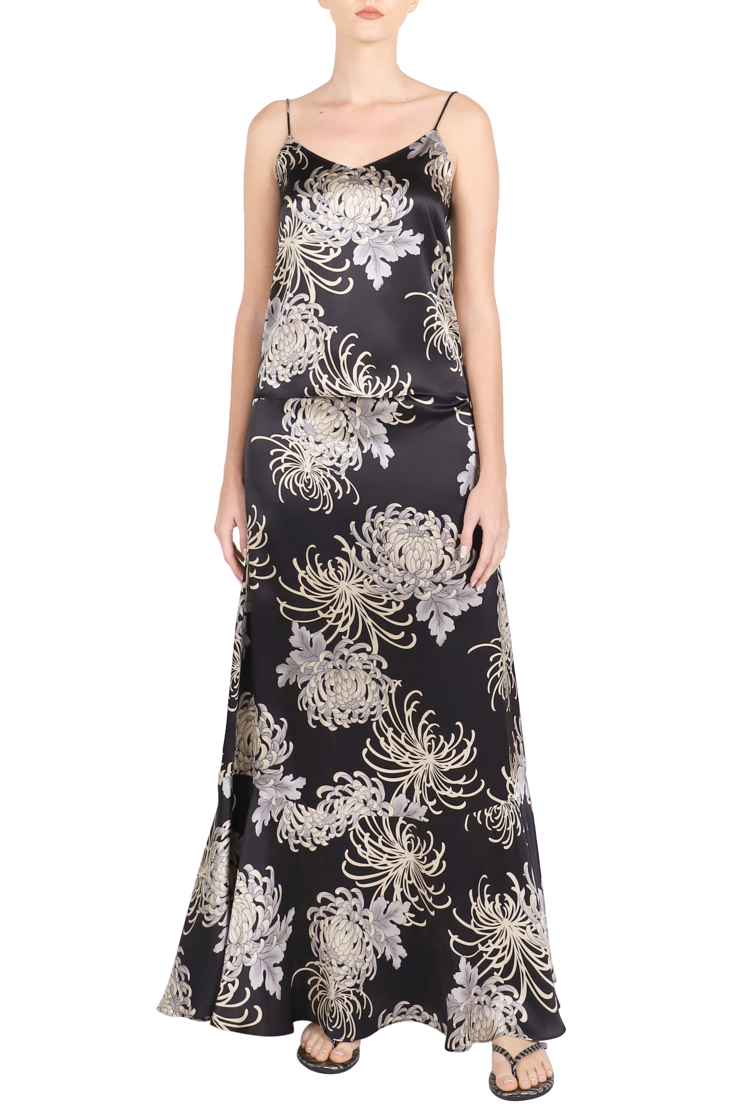 Printed Silk Satin Sweep Skirt