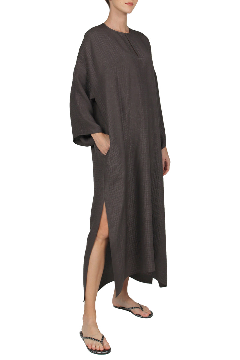 Round Neck Silk Croco Boubou Caftan