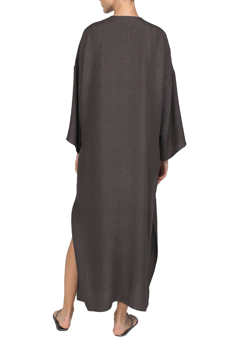 Round Neck Silk Croco Boubou Caftan