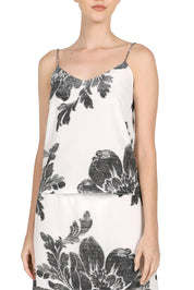 Flower Printed Silk Crepe de Chine Camisole
