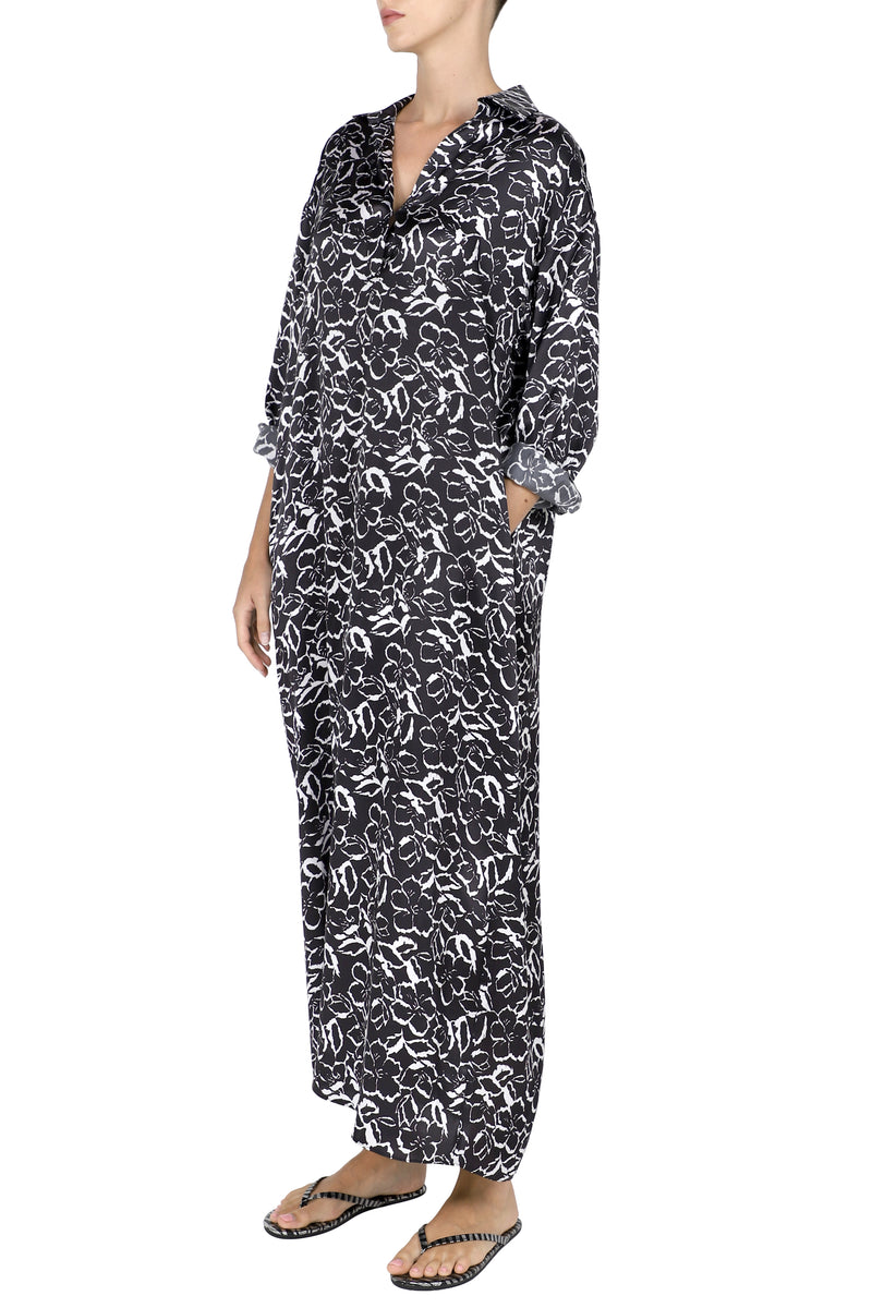 Printed Silk Satin Polo Dress