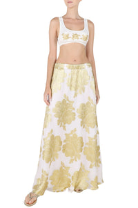 Silk Metallic Flower Skirt
