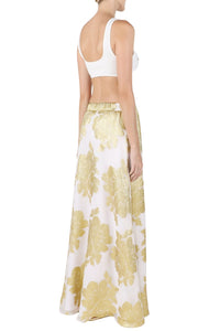 Silk Metallic Flower Skirt