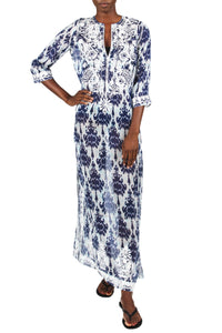 Embroidered Long Silk Caftan