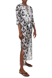 Embroidered Long Silk Chiffon Caftan