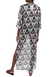 Embroidered Long Silk Chiffon Caftan